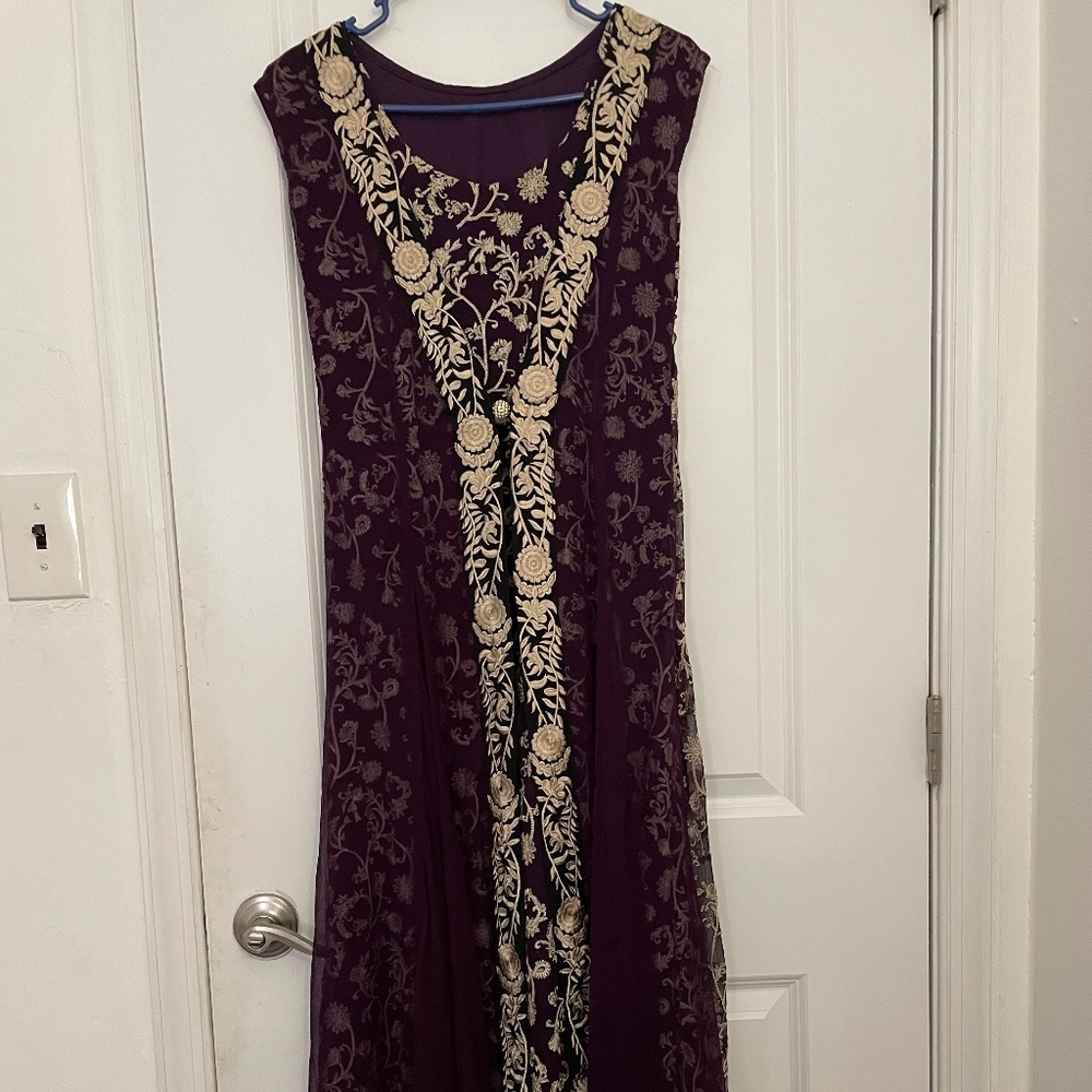 Purple Anarkali Indian Pakistani Clothes